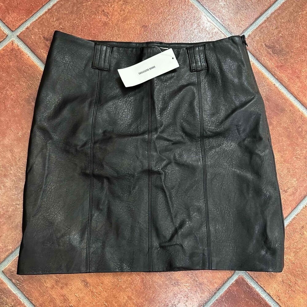 NWT Urban Outfitters Black Vegan Leather Mini Skirt Size Small